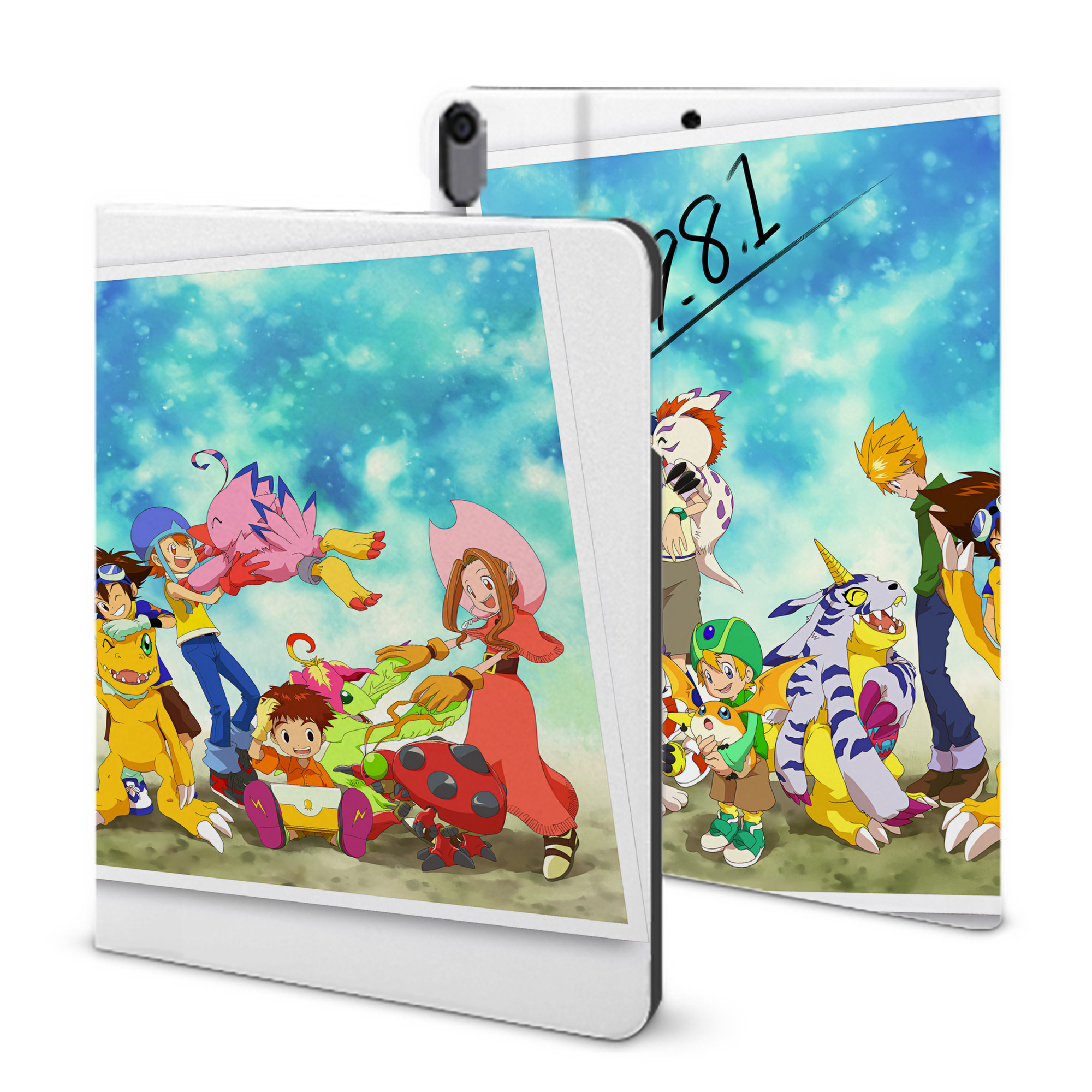 （画像用） Digimon デジタルモンスター/デジモン IPad ケース ブック型 PUレザー TPU 耐衝撃 軽量 薄型 ペン収納なし 全面保護 IPad 各モデル対応